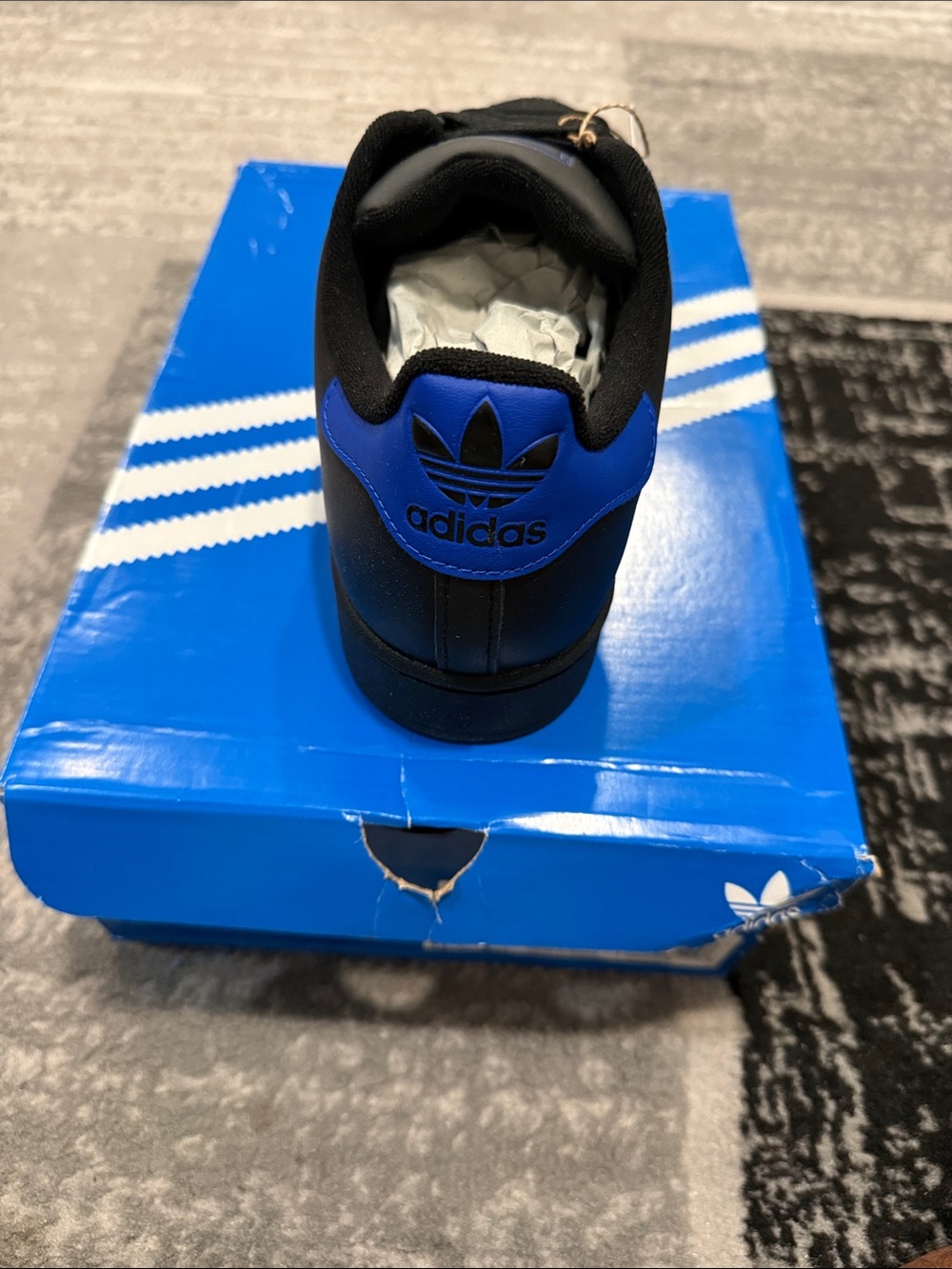 adidas Black with Royal Blue Accent Low-Top Sneakers - Picture 2 of 3